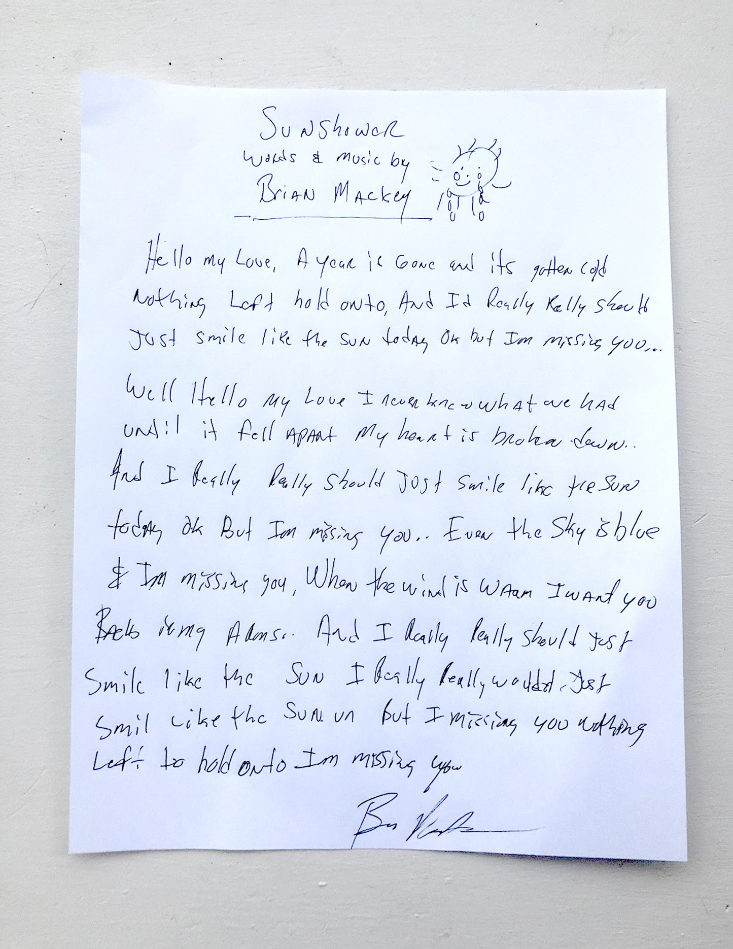 Hand Written Lyrics
